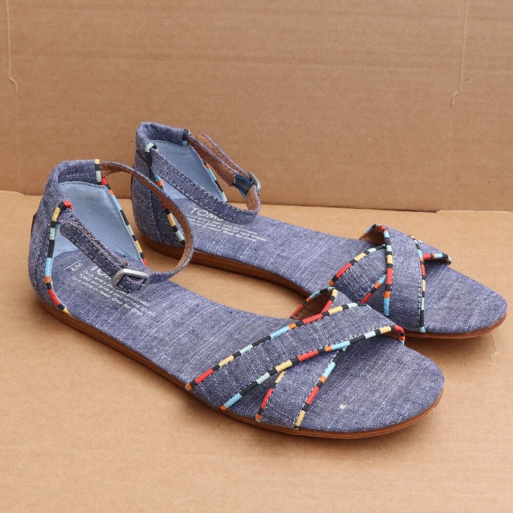 TOMS Correa Sandal Women's Size 7 Blue Denim